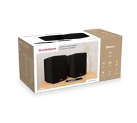 THOMSON WS600DUO - Ensemble de 2 enceintes avec caisson en bois - 100W - Bluetooth 5.0 - 2 sorties RCA - Noir