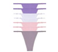 Thong Panties para Mujer - 7Pcs/Set Bragas De Algodón De Encaje Sexy para Mujer Tangas De Tiro Bajo Correas De Cintura Ajustables Tanga Lencería Suave Ropa Interior Transpirable,Set E,S