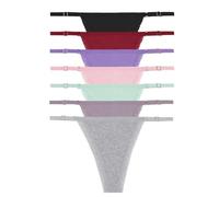 Thong Tanga para Mujer - 7Pcs/Set Bragas De Algodón De Encaje Sexy para Mujer Tangas De Tiro Bajo Correas De Cintura Ajustables Tanga Lencería Suave Ropa Interior Transpirable,Set C,M