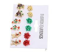 Thonlai Pendientes Navideños, Juego de 6 Pares, Pendientes Navideños