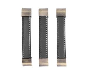 Thonlai Tirador de Puerta de Armario de Cuero Antiguo, Tacto Cómodo, Aspecto Elegante para Gabinetes, Estanterías, 3 Piezas, 5,8 X 0,9 X 0,7 Pulgadas (Negro)