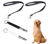 Thoquene Silbato para perros de alta frecuencia silencioso, 2 unidades, silbatos para perros, ajustable, contra ladridos, con cordón