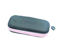 THOR-DARTS Funda negra para dardos con cremalleras, con texto en relieve de Thor, funda para dardos, para 3 dardos, color negro, Negro-rosa-blanco, Logotipo de THOR en la clásica bolsa de dardos negra