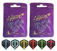 THOR-DARTS Puntas de dardos de estilo L en paquete doble de plumas (2 x 30 unidades + 1 juego de plumas), color morado Premium Lippoint 2BA, rosca estándar, puntas blandas de plástico (60 unidades)