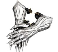THOR INSTRUMENTS Par de guantes medievales con detalles de latón, caballero cruzado, armadura de acero, rústico, vintage, decoración del hogar, regalos, plateado, Adult