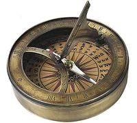 THOR INSTRUMENTS Reloj de sol del siglo XVIII con acabado de bronce antiguo y brújula, rústico, vintage, decoración del hogar