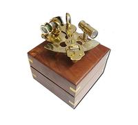 THOR INSTRUMENTS Sextante de latón de capitán de 4 pulgadas con caja de madera dura, rústico, vintage, decoración del hogar, regalos