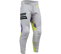 Thor Launchmode Bleach Pantalones de motocross, gris/amarillo/morado, Talla 44
