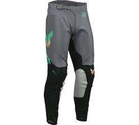 Thor Launchmode Vent Raptor Pantalones de motocross, negro/gris/verde, Talla 36