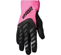 Thor Spectrum Touch Guantes de motocross para mujer, negro-rosa, tamaño S