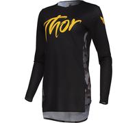 Thor Sportmode Shadow Maillot de motocross para mujer, negro/gris/amarillo, Talla S