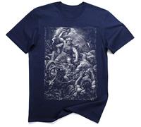 Thor Vikingo Camisa - Mitología Nórdica Dios del Trueno Batalla Camiseta, Mjolnir Dark Academia (XL, Azul Marino)