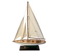 Thorness Detallado 35 cm de largo de madera modelo J Class velero | Yate de carreras de la Copa América | Adorno náutico | Modelo de barco de vela | Modelo de barco totalmente montado