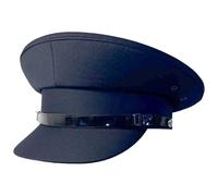 Thorness Gorra de chofer azul marino, sombrero clásico de cúpula redonda, poliéster, banda de PVC, banda de cuero sintético, tamaño 57 cm, ideal para un aspecto profesional y elegante, azul marino, M