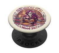 Thou Shall Not Try Me Book Reading Floral Skeleton Bookish PopSockets PopGrip Adhesivo