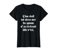 Thou Shalt Not Stress Over Opinion Irrelevant Little B-TCH Camiseta gráfica económica, Mujer, Negro, XS