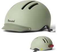 Thousand Chapter Casco de Bicicleta Adulto - Protección MIPS y PopLock Antirrobo - Diseño Ligero y Ventilado con Luz Trasera LED - Casco Bicicleta Adulto Urbano - Chapter Desert Sage, S