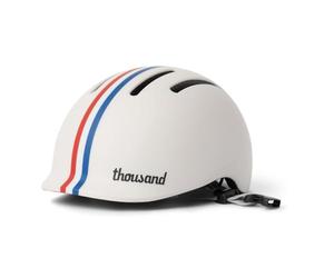 Thousand Jr. Casco Infantil - Casco Bicicleta Niño con Pegatinas Reflectantes - Cierre Magnético Antipellizcos - Certificación ASTM CE CPSC Skate y Patinaje - Speedway Creme, Correas de Nailon