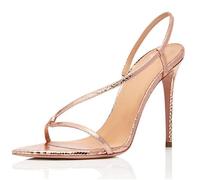 THOYBMO Sandalias Mujer Zapatos Tacón Aguja High Heeled Punta Puntiaguda Puntera Abierta Correa Cruzada Destalonado para Verano Fiesta Boda Shoes 10CM,rose gold,38