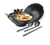 THP DEALS Juego de 2 cuencos grandes para ramen, vajilla japonesa para platos de pasta, ensalada, albóndigas de sopa Udon Pho, 1100 ml, juego de palillos y cucharas, gran regalo de inauguración de la