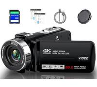 THPACIP - Cámara de vídeo para videocámara 4K Ultra 48MP Vlogging para YouTube 18X Digital Zoom Videocámara Grabadora Grabadora LCD de 3 pulgadas, Visión nocturna IR con control remoto, tarjeta SD de