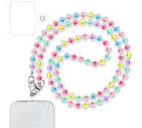 THQAE 1 Pcs Cuerda de Perlas para movil, Cadena portátil de Perlas de Madera, 120 cm Colgador movil Cuello Cuentas de Madera de Colores cordón, Antipérdida, Mezcla de Colores