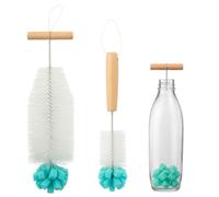 THQAE 2 Pcs Cepillo de Limpieza Largo 2 tamaño, Limpiador de Botellas con Pompón de Peluche Suave, Cepillos Limpia Botella de Cristal, para Biberones, Vidrio, Pajita, Termo y Varios Recipiente