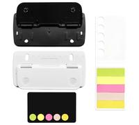 THQAE 2 Piezas Perforadora de Bolsillo, Perforadora de 2 Agujeros de Plástico, Mini Perforadora con 2 Paquetes de Notas Adhesivas, Ideal para Escuela, Oficina y Hogar (Blanco y Negro)