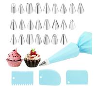 THQAE 28 Pcs manga pastelera, mangas pasteleras, Boquillas Manga Pastelera Profesional, mit 24 Boquilla, 1 Manga Pastelera Reutilizable, 3 Rasqueta, para Decoracion Tarta, Magdalenas, Madalenas