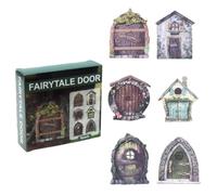 THQAE 6 Pcs Puerta de Hadas, Puerta Miniatura de Árbol de Jardín de Hadas, Jardín Hadas Puerta en Miniatura de Madera, Puerta en Miniatura Fadas de Hadas para Exterior de Decoración Al Aire Libre
