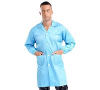 THQAE Bata Quirurgica Desechable, Ropa antiestática, Cierre de botón, Azul, M