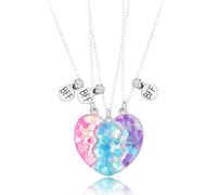 THQAE BFF Collares para 3, Best Friends Cadena con Colgante De Medio Corazón Collar De Amistad con Empalme Juego De 3 Joyería Siempre Amigos Regalos para Mujeres y Niñas