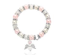 THQAE Braccialetto con Ali d'Argento e Perle, Braccialetto Angelo con Ciondolo Portafortuna, Gioiello Elegante per Ragazze e Donne, Regalo per Compleanno e Occasioni Speciali