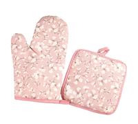 THQAE Manoplas Horno, Algodón Antideslizante Cotton Guantes Cocina, Oven Gloves Resistente al Calor para Hornear Cocinar Barbacoa Microondas con 1 Manteles Aislados