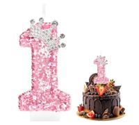 THQAE Velas de Cumpleaños Numéricas, Vela Rosa con Purpurina, Vela 3D de Mariposas Rosa, Diseño Único, Ideal para Fiestas de Cumpleaños y Tartas
