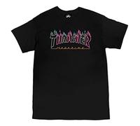 Thrasher Double Flame Neon Black Camiseta tamaño L