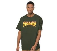 THRASHER Flame Camiseta, Unisex Adulto, Forest Green, M