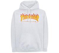 THRASHER Flame Logo Camiseta, Unisex Adulto, White, S