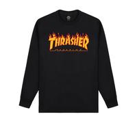THRASHER Flame Long Sleeve, Camiseta De Manga Larga Hombre, Negro, XL