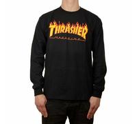 Thrasher Flame Negro Manga Larga