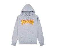 THRASHER MAGAZINE Flame Logo Hoodie Sudadera con capucha Thrasher original garantizado Heather Grey gris M
