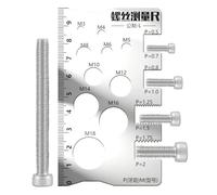Thread Gauge Ruler, Screw Measuring Tool, Easy-to-Read Design, Sturdy Quality Material, Portable Lightweight Build, Ideal for Woodworking Mechanical Workshop Automotive Metalworking Garage