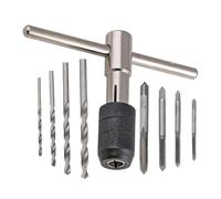Threading Taps, Metric Tap Set, Alloy Steel Build, Includes Twist Drill Sizes, Thread Making Tool Kit for Repairs, Workshops, Beginners and Experienced, M3-M6 9 Pieces, Silver