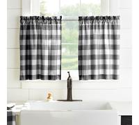 Threadmade Elrene Buffalo - Juego de 2 Niveles de Cocina con Ventana a Cuadros, algodón, Negro/Blanco, 76,2 cm de Ancho x 61 cm de Largo