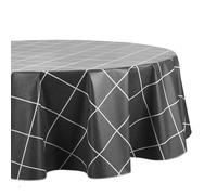 Threadmade Elrene Home Fashions - Mantel de Vinilo a Cuadros Resistente al Agua y a Las Manchas con Respaldo de Franela, 70 x 70 Pulgadas, Redondo, Negro