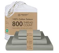 Threadmill Home Linen Bedding Juego de sábanas de satén de 800 Hilos, 100% algodón ELS, Juego de Cama de Lujo, Juego de 4 Piezas, sábanas de Cama, Tela de satén Suave, King, Color Blanco