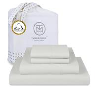 Threadmill Home Linen - Juego de Ropa de Cama en satén de 400 Hilos, 100% algodón, Juego de Ropa de Cama de 4 Piezas, sábanas Lisas, Tejido en satén, tamaño Grande, Color Blanco