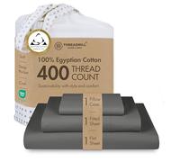 Threadmill Home Linen - Juego de Ropa de Cama en satén de 400 Hilos, 100% algodón, Juego de Ropa de Cama de 4 Piezas, sábanas Lisas, Tejido en satén, tamaño Grande, Color Blanco