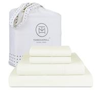 Threadmill Home Linen Juego de sábanas de 1200 Hilos, 100% algodón Supima ELS, sábana King, Ropa de Cama de Lujo, Juego de 4 Piezas, Marfil, Tejido de satén Suave.