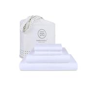 Threadmill Home Linen Juego de sábanas de 1200 Hilos, 100% algodón Supima ELS, tamaño Queen, Ropa de Cama de Lujo, Juego de 4 Piezas, Color Blanco, Tejido de satén Suave.